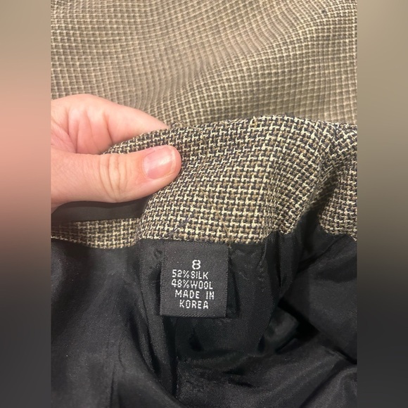 Linda Allard Ellen Tracy Pencil Skirt 8 Silk Wool Blend Tan Zipper Business - Picture 4 of 8